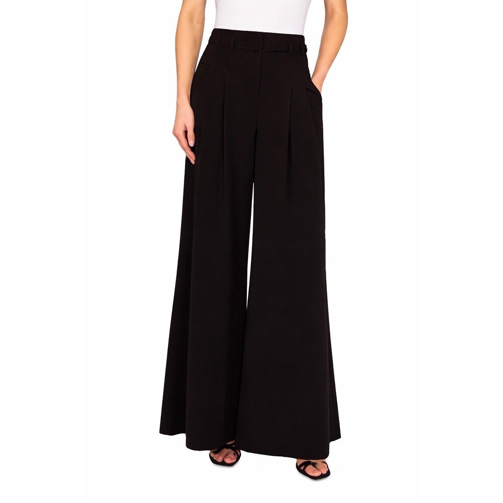 Cece Womens 14W Pants Very Wide Leg Pleated High Waist Black Slacks NWT